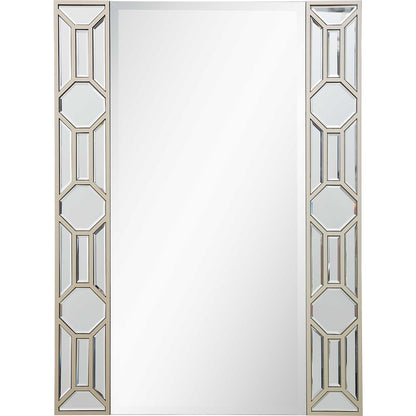 Set of Two 47" Silver and Champagne Mirrored Glass Console Table and Mirror