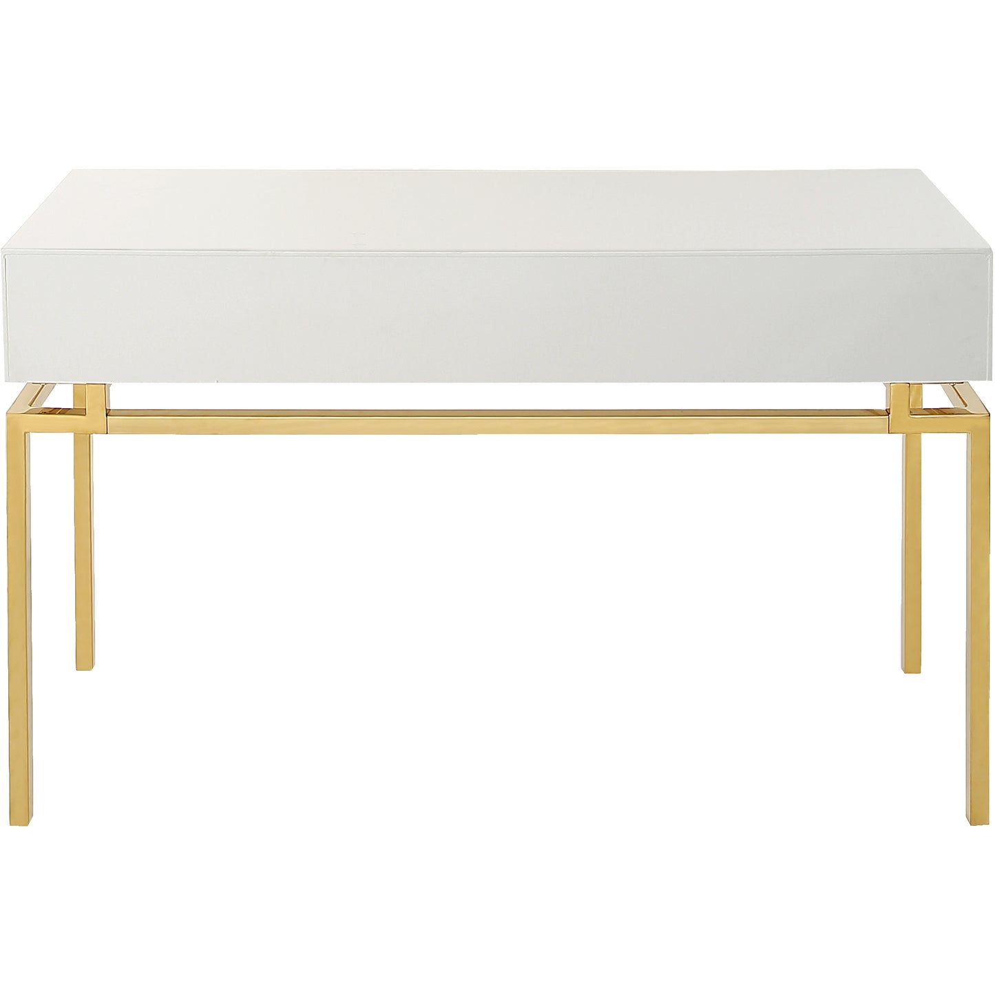 47" White and Gold Mirrored Console Table And Drawers