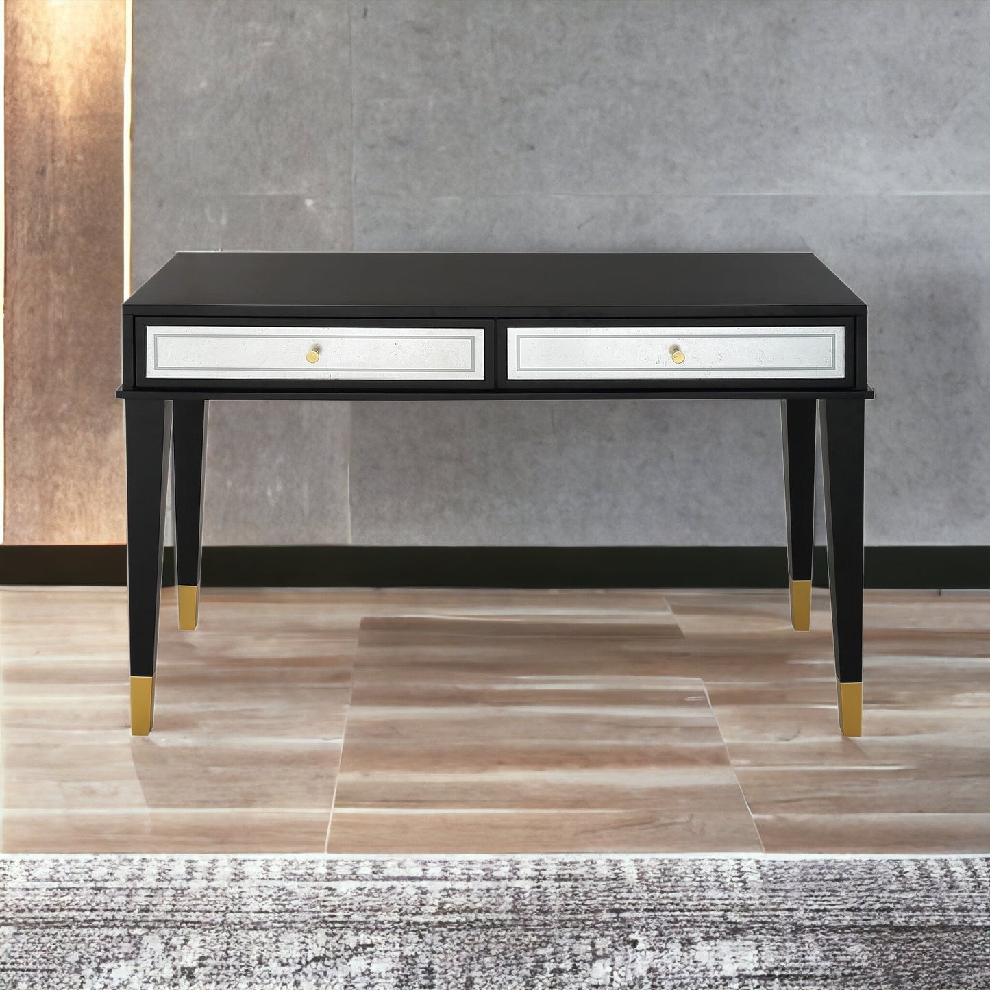 47" Black Console Table And Drawers