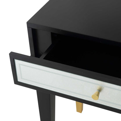 47" Black Silver and Gold Wood Console Table And Drawers