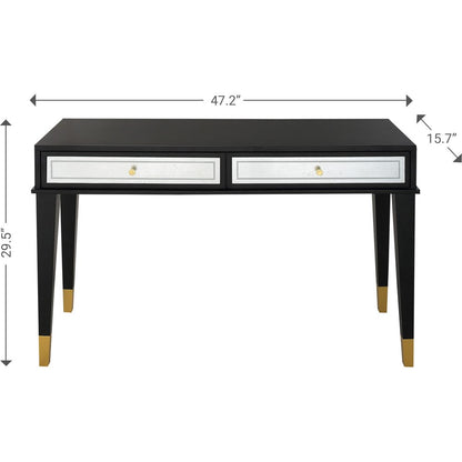 47" Black Silver and Gold Wood Console Table And Drawers