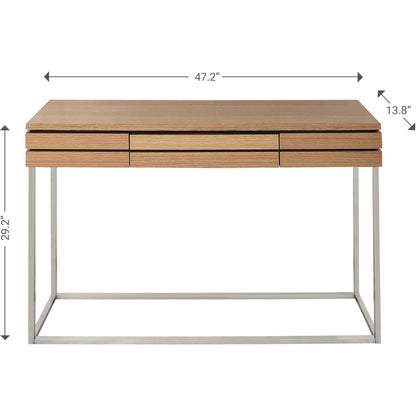 47" Brown and Silver Frame Console Table And Drawers