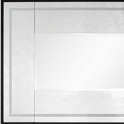 47" Black And Silver Mirrored Wood And Glass Console Table With Two Drawers