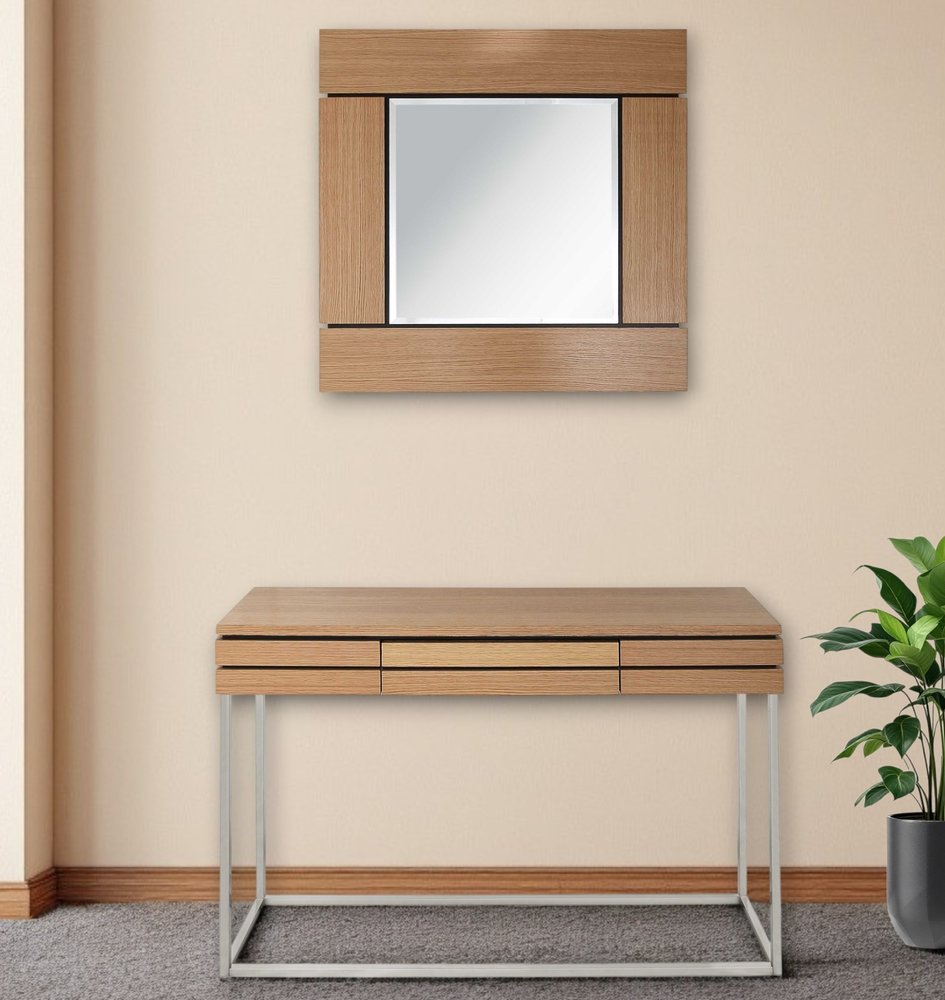 47" Brown and Silver Wood Frame Console Table With Drawer