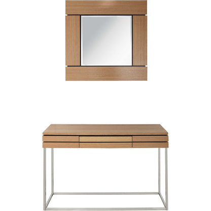 47" Brown and Silver Wood Frame Console Table With Drawer