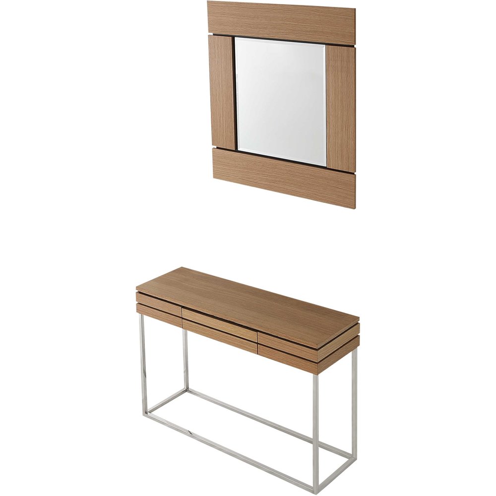 47" Brown and Silver Wood Frame Console Table With Drawer