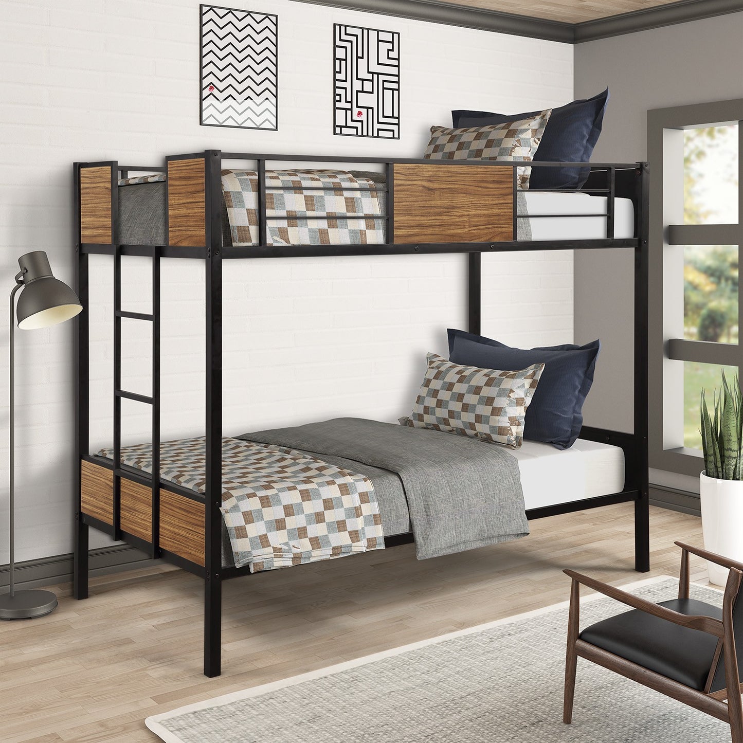 Black Brown Twin Over Twin Bunk Bed