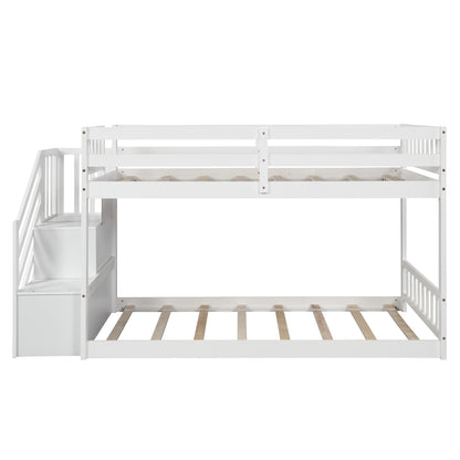 White Twin Over Twin Staircase Bunk Bed