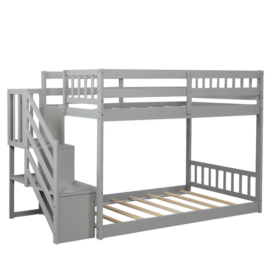 Gray Twin Over Twin Staircase Bunk Bed