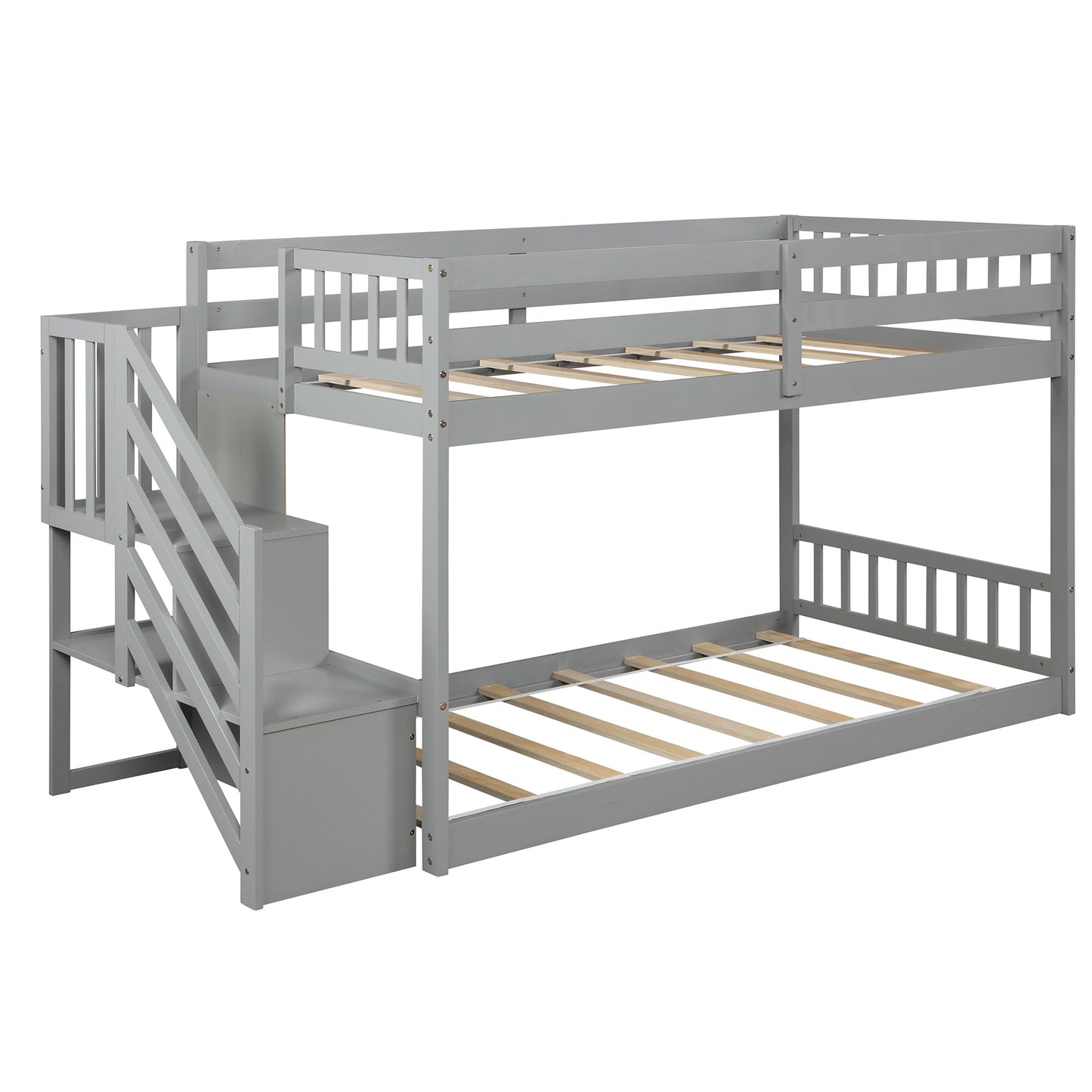 Gray Twin Over Twin Staircase Bunk Bed