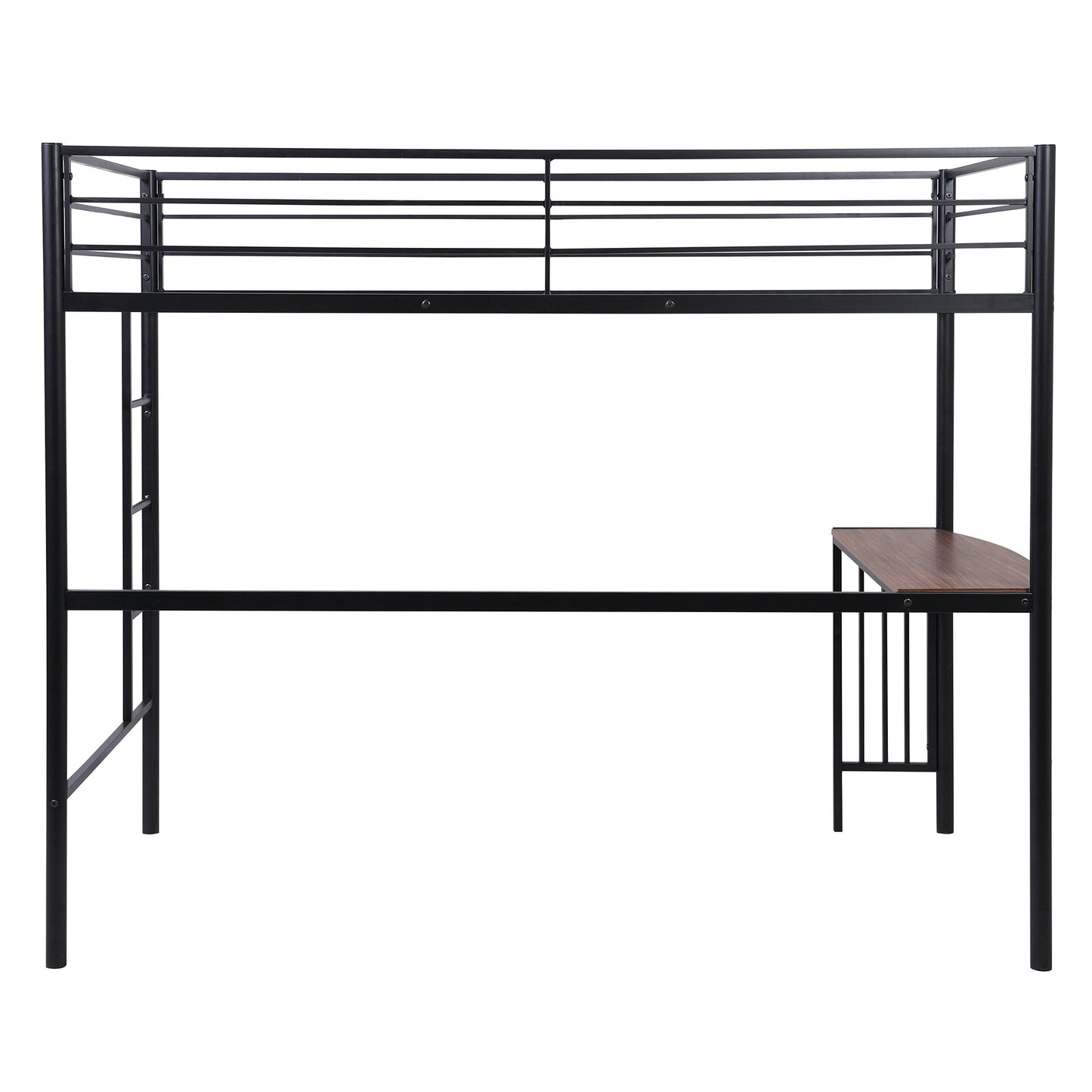 Black Twin Over Full Size Metal Bunk Bed with Desk