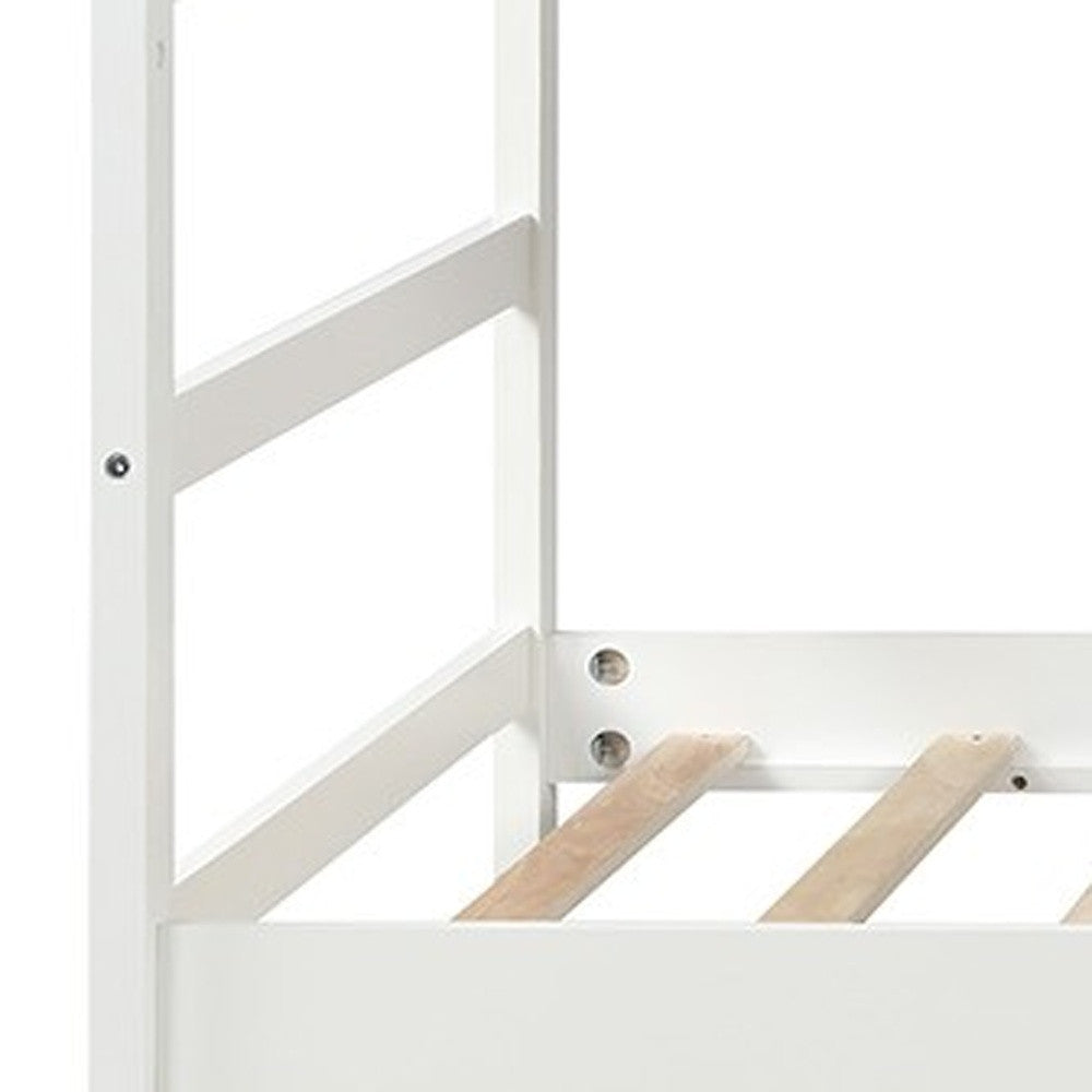 White Twin Over Twin Bunk Bed with Trundle