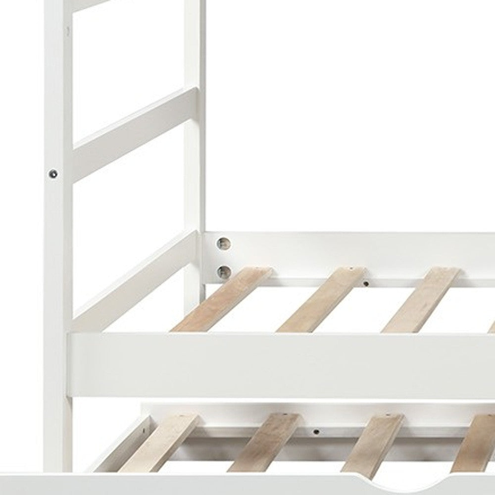 White Twin Over Twin Bunk Bed with Trundle