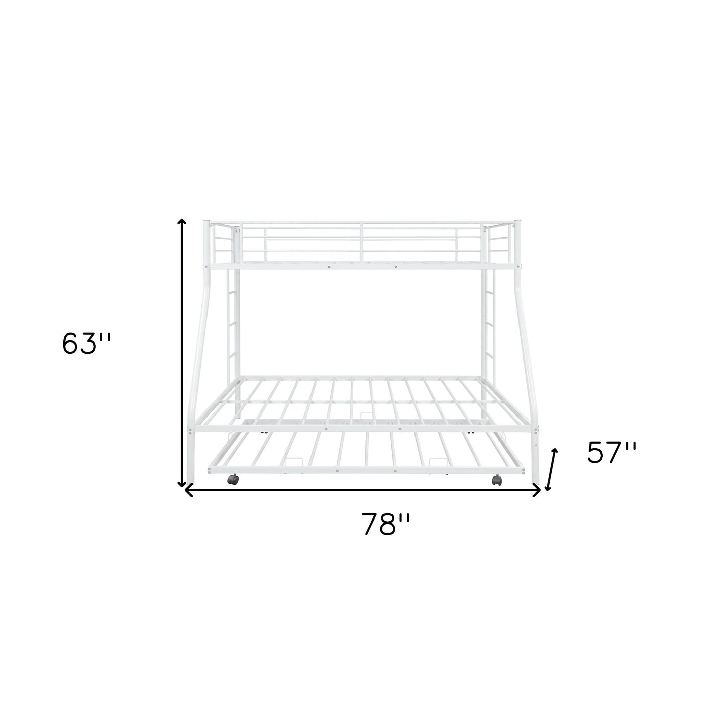 White Twin Over Full Size Bunk Bed with Trundle