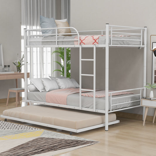 White Twin over Twin Traditional Steel Bunk Bed