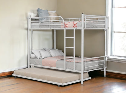 White Twin over Twin Traditional Steel Bunk Bed