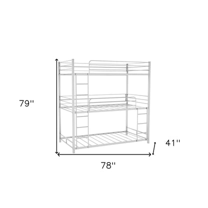 Silver Twin Over Twin Over Twin Traditional Bunk Bed