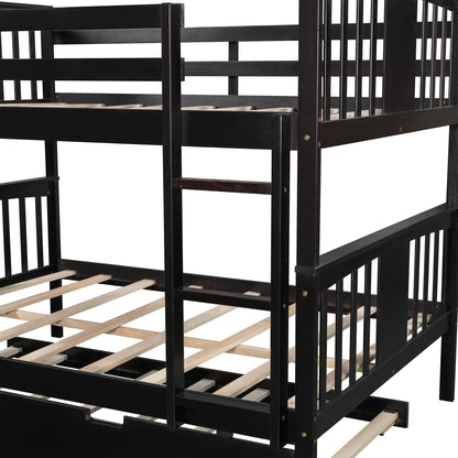 Brown Double Full Size Over Twin Trundle Bunk Bed