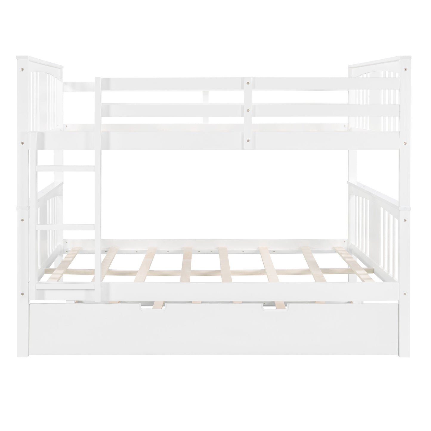 White Double Full Size Over Twin Trundle Bunk Bed