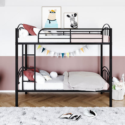 Black Modern Classic Twin Over Twin Metal Bunk Bed