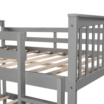 Modern Gray Full Over Full Bunk Bed with Two Drawers