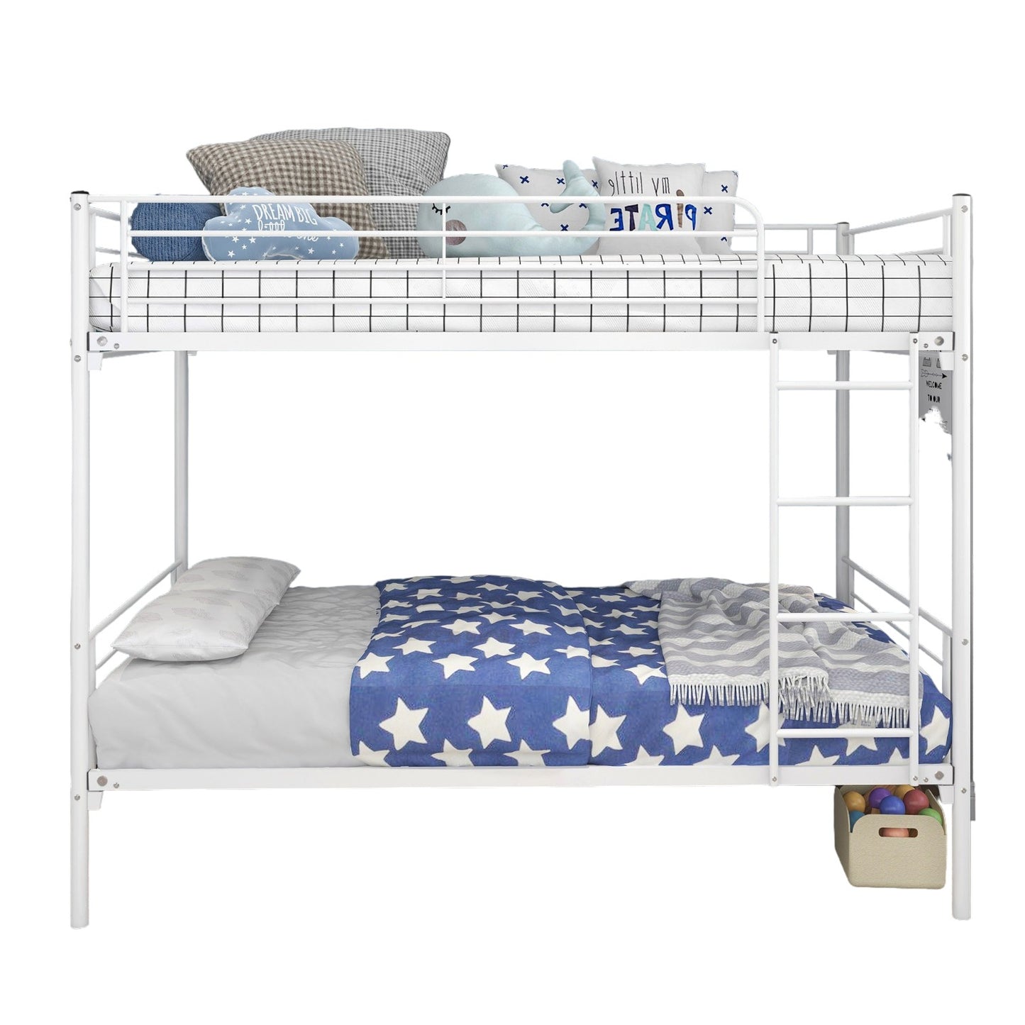 White Heavy Duty Twin Over Full Metal Bunk Bed