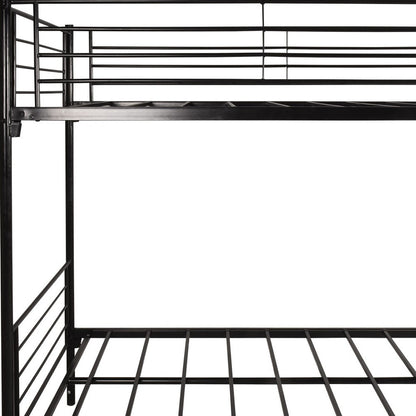 Black Heavy Duty Twin Over Twin Metal Bunk Bed with Ladder