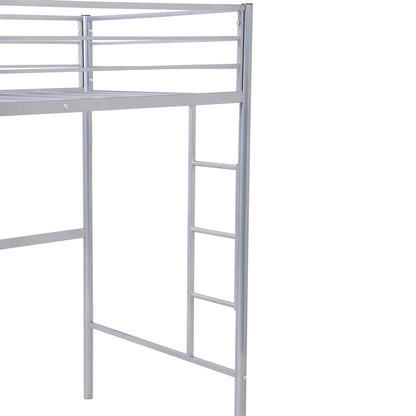 Silver Metal Twin Size Loft Bed with Desk