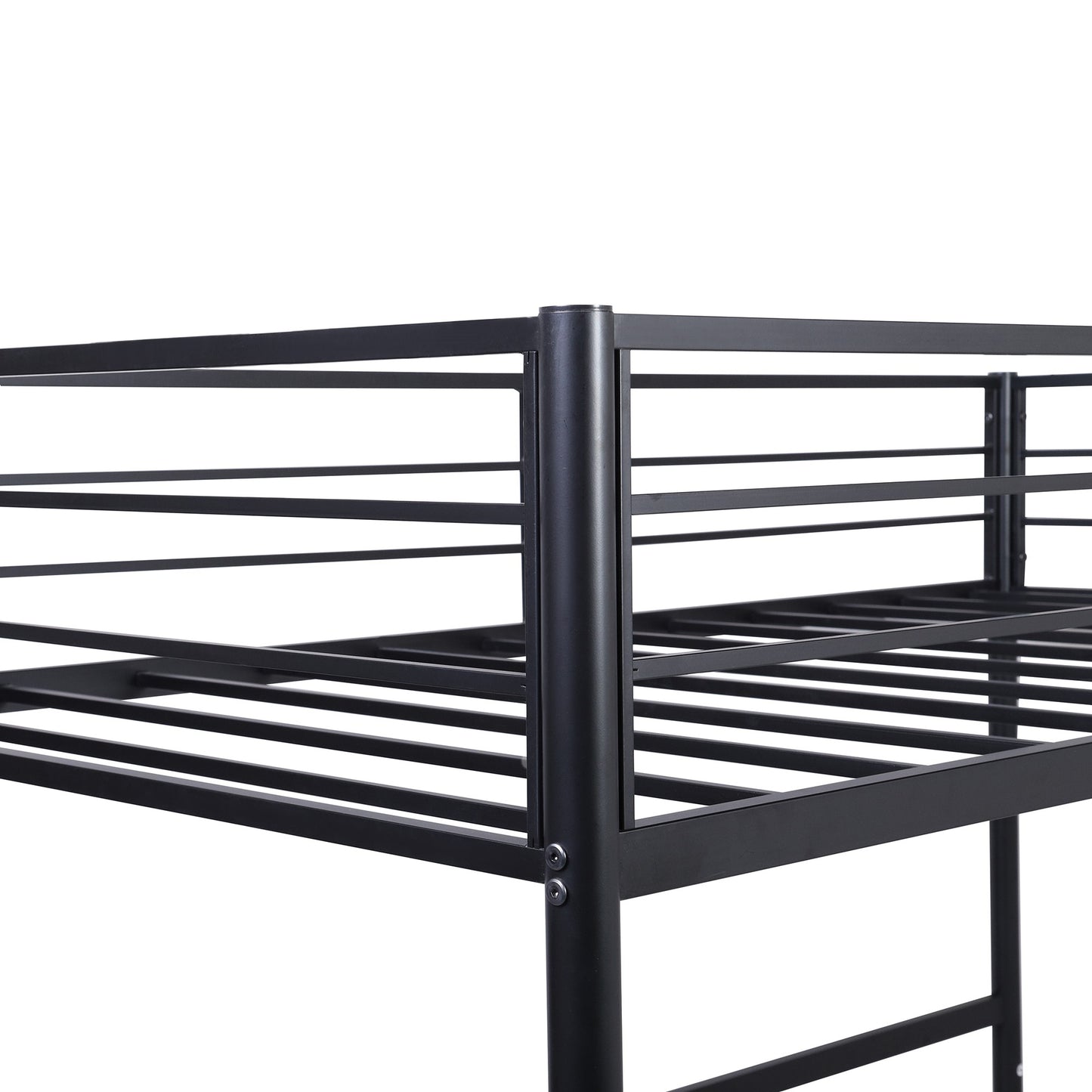 Black Metal Twin Size Loft Bed with Desk