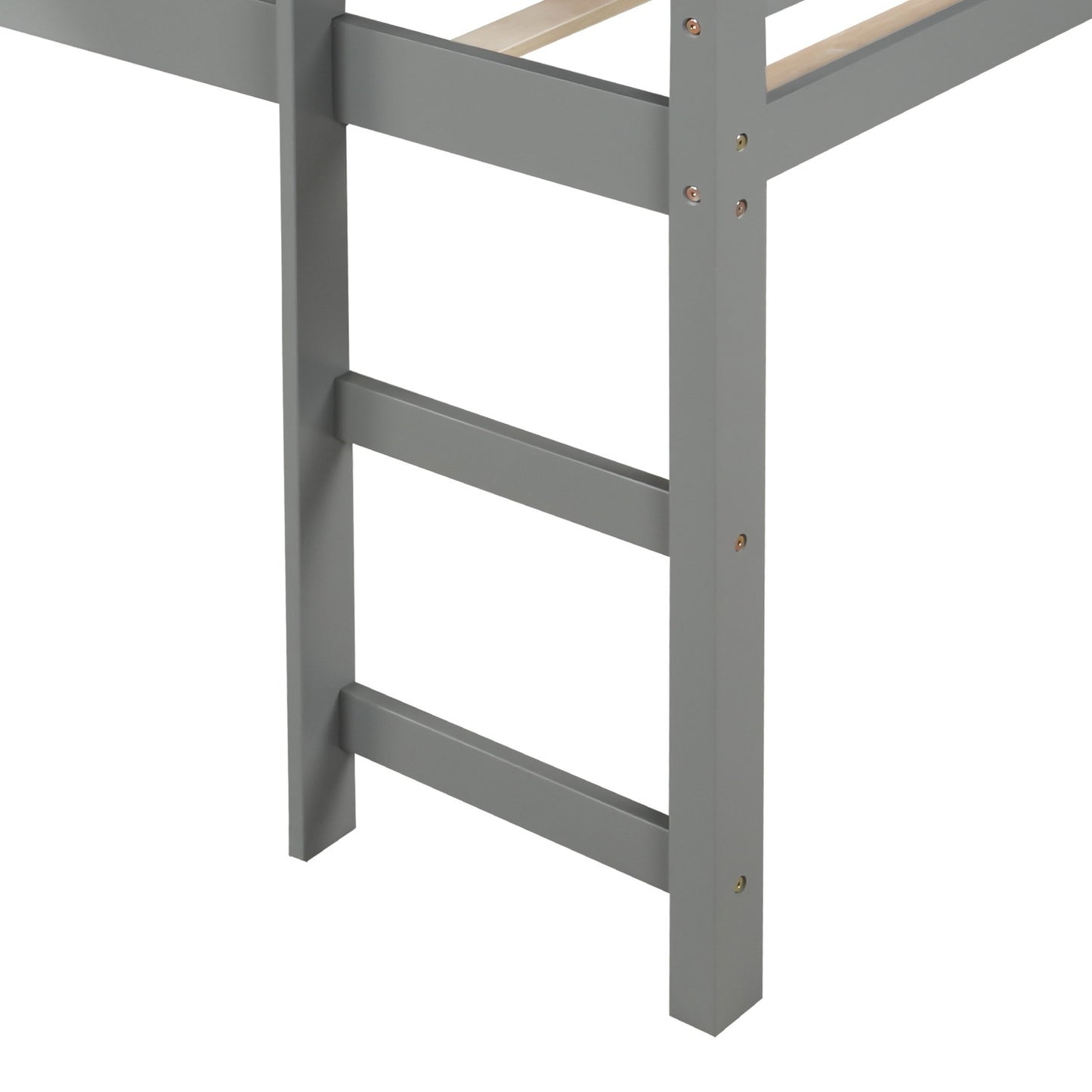 Gray Twin Size Low Loft Bed With Slide