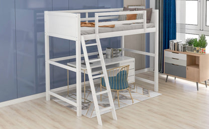 White Twin Size High Loft Bed