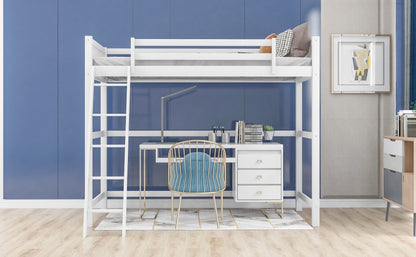 White Twin Size High Loft Bed