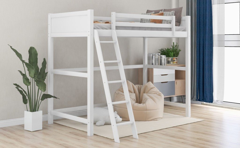 White Twin Size High Loft Bed