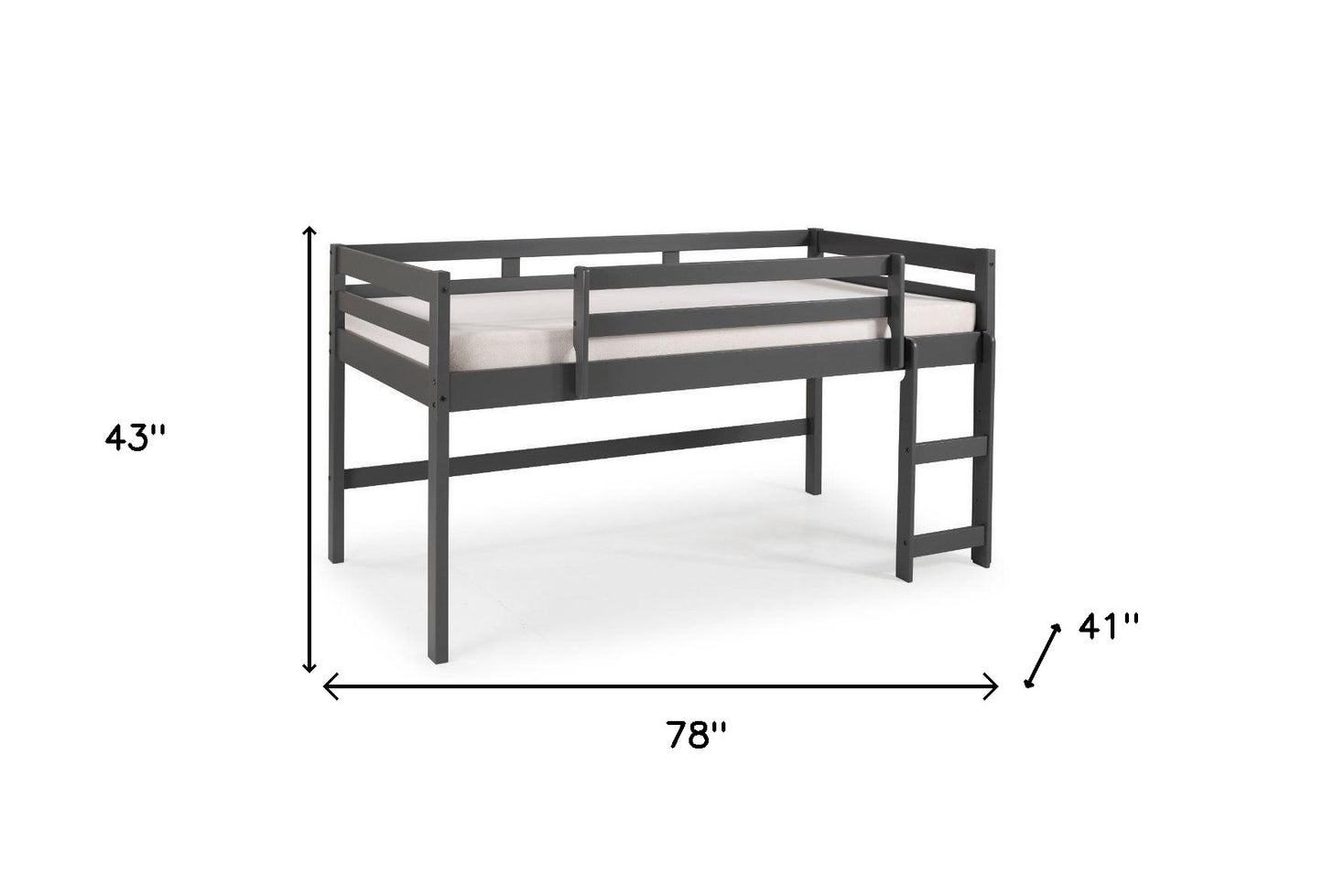 Twin Loft Bed Gray Finish