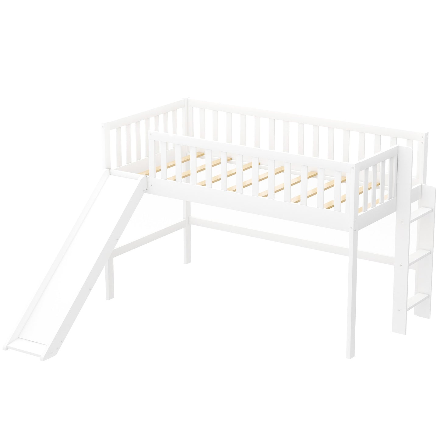 White Twin Traditional Manufactured Wood and Solid Wood Bunk Bed