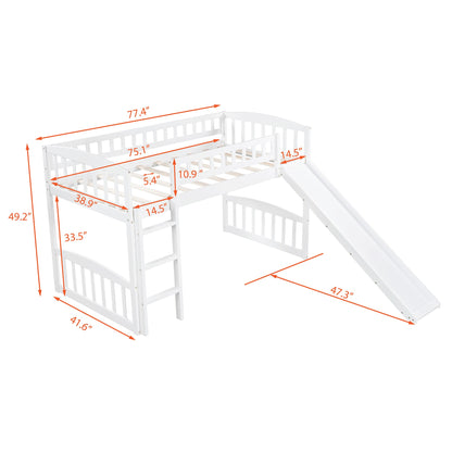 White Twin Traditional Manufactured Wood and Solid Wood Bunk Bed