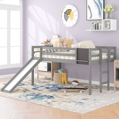 Gray Twin Loft Bed Bed Chalkboard and Slide