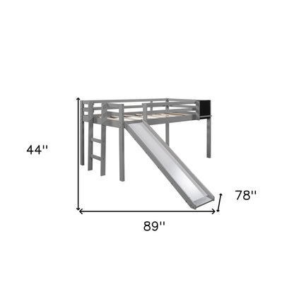 Gray Twin Loft Bed Bed Chalkboard and Slide