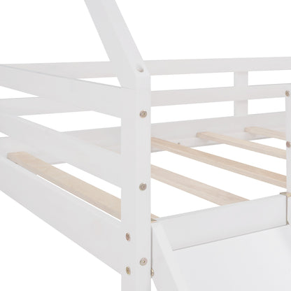 White Twin Size Slide House Loft Bed