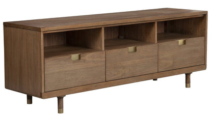 64" Sand Solid Wood Open shelving TV Stand