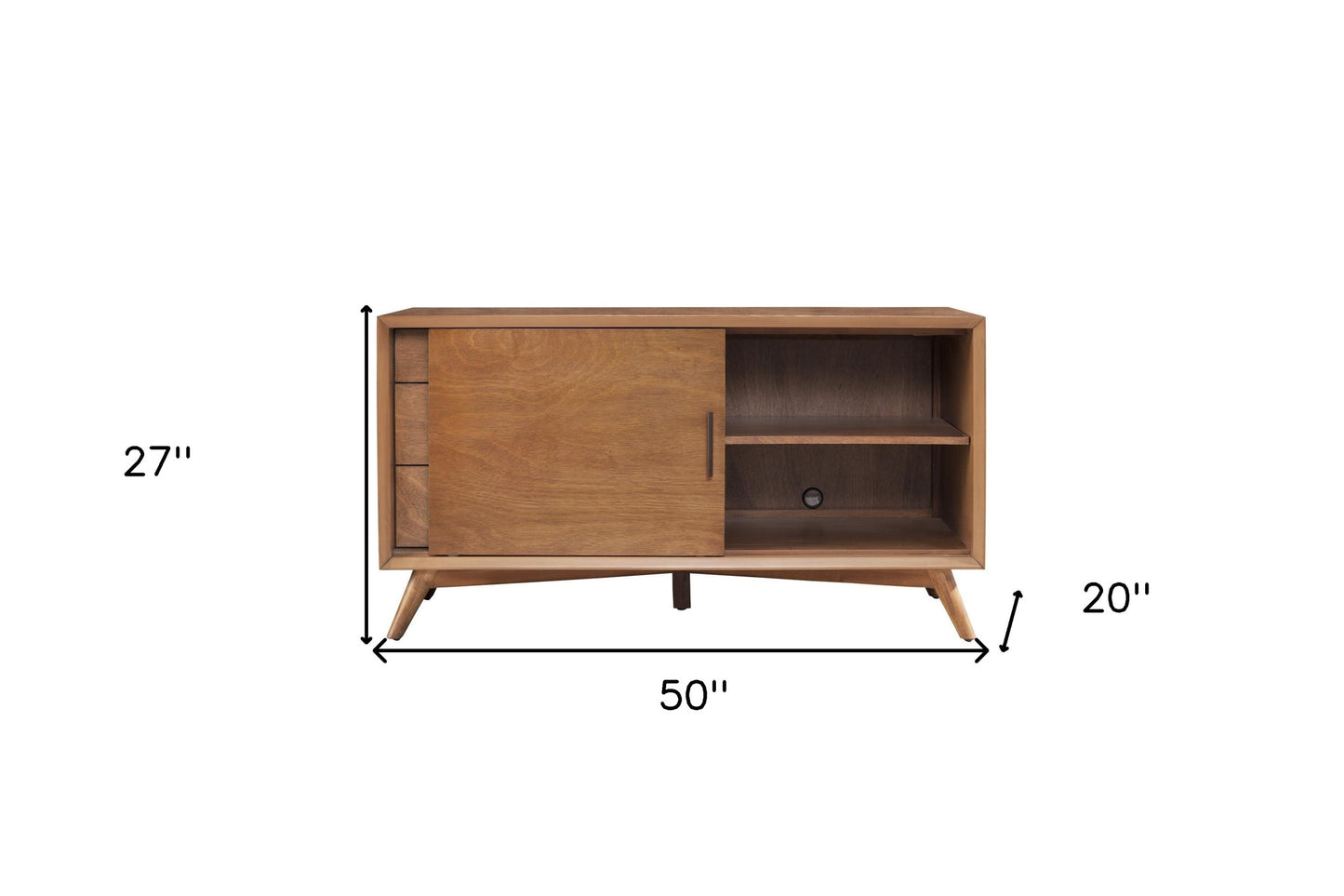 50" Wood Brown Mahogany Solids Okoume And Veneer Cabinet Enclosed Storage TV Stand