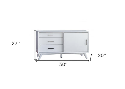 50" White Solid Wood Cabinet Enclosed Storage TV Stand