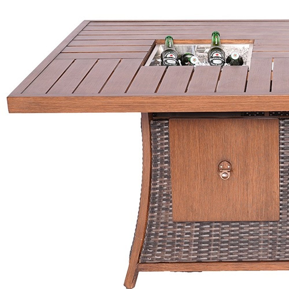 71" Brown Aluminum Cooler Insert with Umbrella Hole