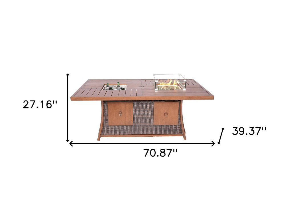 71" Brown Aluminum Cooler Insert with Umbrella Hole