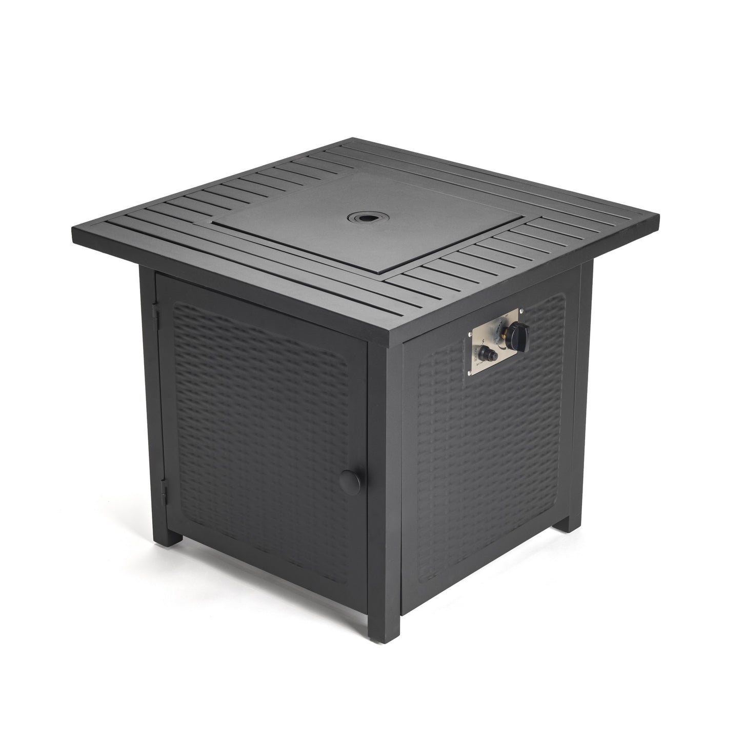 Matte Black Square Propane Fire Pit with Cover