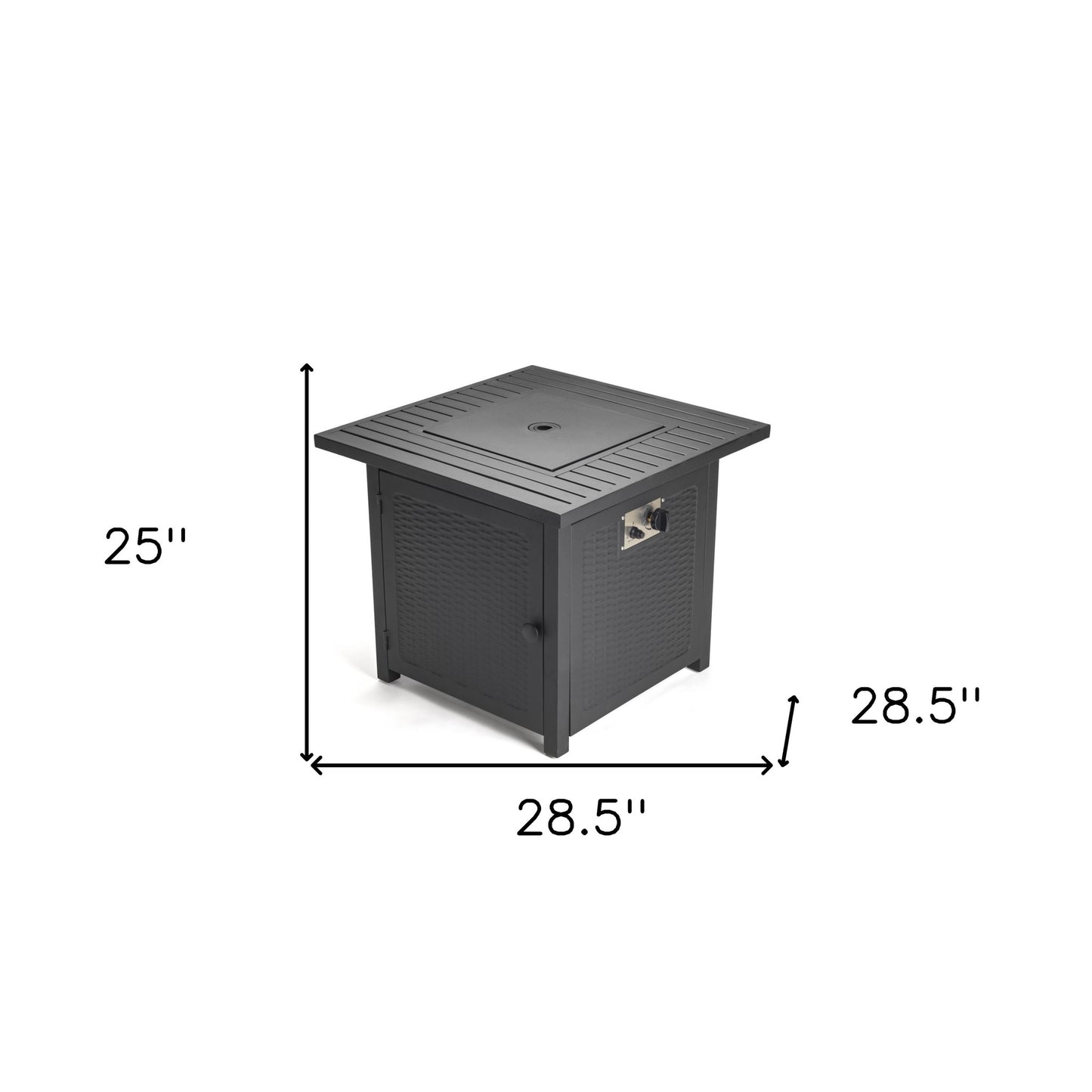 Matte Black Square Propane Fire Pit with Cover