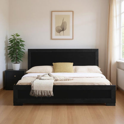 Moma Espresso Wood Platform King Bed With Two Nightstands