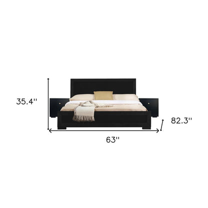 Moma Black Wood Platform Twin Bed With Nightstand