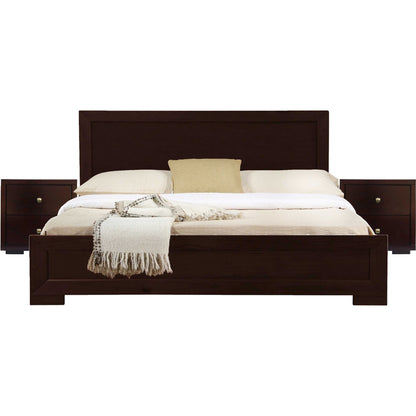 Moma White Wood Platform Queen Bed With Two Nightstands