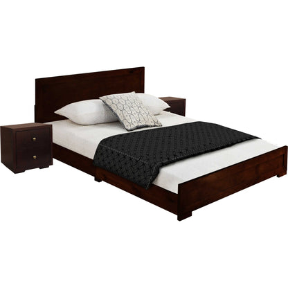 Moma White Wood Platform Queen Bed With Two Nightstands